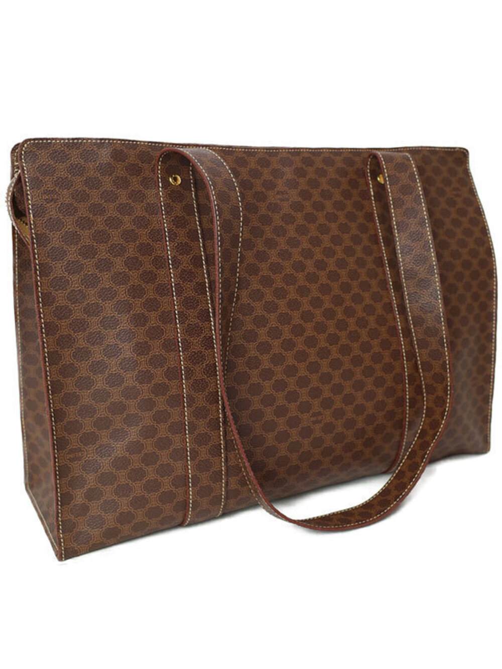 Celine Brown Macadam Leather Shoulder Bag